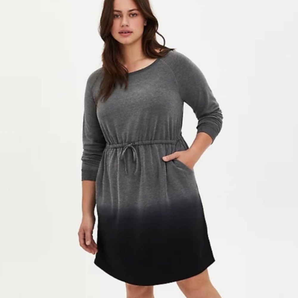 Torrid Skater Dress Dip Dye French Terry Heather Grey Size 2x (18/20)